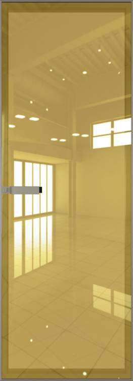 Межкомнатная дверь Profil Doors 1 AGN цвет профиля Никель матовый, стекло безопасное 4 мм золото шпион 800x2000