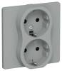 Розетка 2-местная с заземлением IEK Flite FI-R21C-16-K03 серый