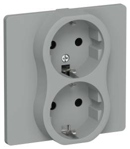 Розетка 2-местная с заземлением IEK Flite FI-R21C-16-K03 серый