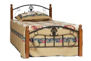 Кровать Tetchair Румба (AT-203) 9894 дерево гевея/металл, 90x200 см (single bed), красный дуб/черный