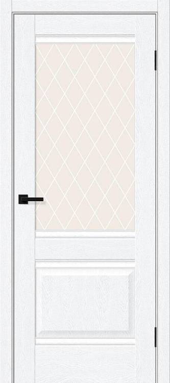 Межкомнатная дверь Bravo Прима-3 полотно White Silkwood, стекло White Сrystal 900x2000