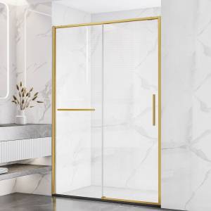 Душевая дверь в нишу Vincea Slim Soft VDS-1SS130CLG 1300x2000, профиль брашированное золото, стекло прозрачное