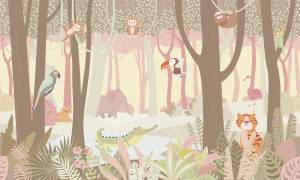 Бесшовные Eco обои Ortograf Little friends 34419 Жизнь в джунглях 2 Ворс+ ОЕ+