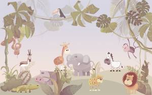 3D Фотообои Artegrafico «Веселые джунгли» KID-108 песок