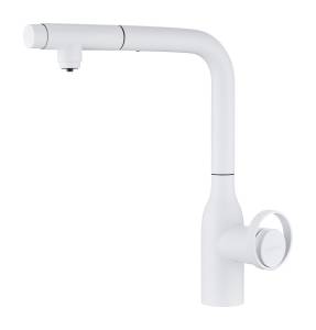 Смеситель для кухни Paulmark Urban Ur213104-WH с выдвижным изливом, белый матовый