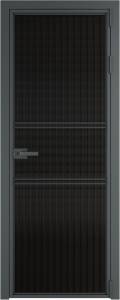 Межкомнатная дверь Profil Doors 2 AX цвет профиля Серая ночь, стекло безопасное 6 мм мору черный 600x2000
