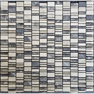 Мозаика Pixel Mosaic Мрамор PIX319 Cream Nova, Dark Emperador, Light Emperador Матовая 30.7x31