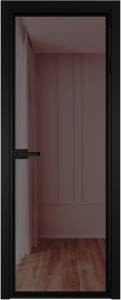 Межкомнатная дверь Profil Doors 1 AV цвет профиля Черный, стекло безопасное 6 мм золотистая бронза 700x2000