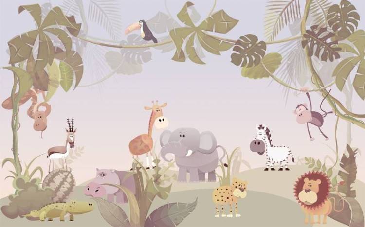 3D Фотообои Artegrafico «Веселые джунгли» KID-108 песок