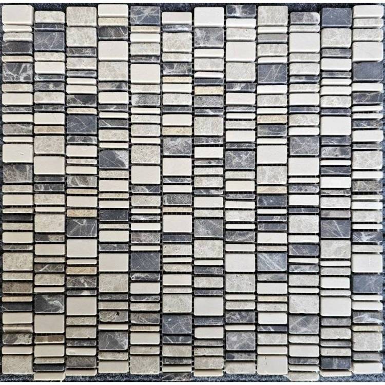 Мозаика Pixel Mosaic Мрамор PIX319 Cream Nova, Dark Emperador, Light Emperador Матовая 30.7x31
