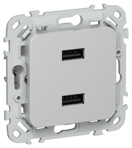 Розетка USB type A+A IEK Flite FI-U21-D31-K47 алюминий