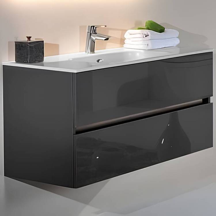 Тумба под раковину Armadi Art Vallessi 837-140-A glossy 140x46 см антрацит глянец