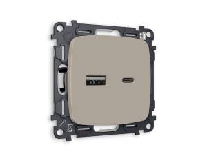 Комплект механизма розетки 2USB A+C 20W (быстрая зарядка) Ambrella Volt Omega MO371010