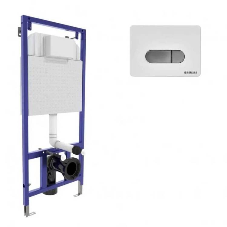 Система инсталляции для унитазов Berges Novum D7 с кнопкой смыва хром