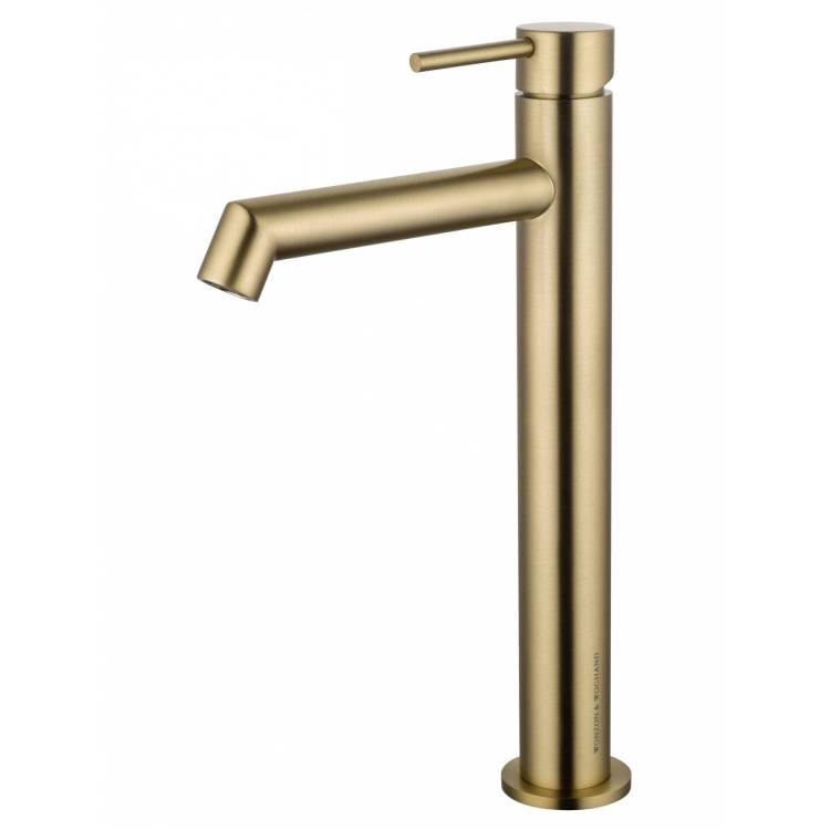 Смеситель для раковины Wonzon & Woghand WW-H1064-BG высокий, брашированное золото