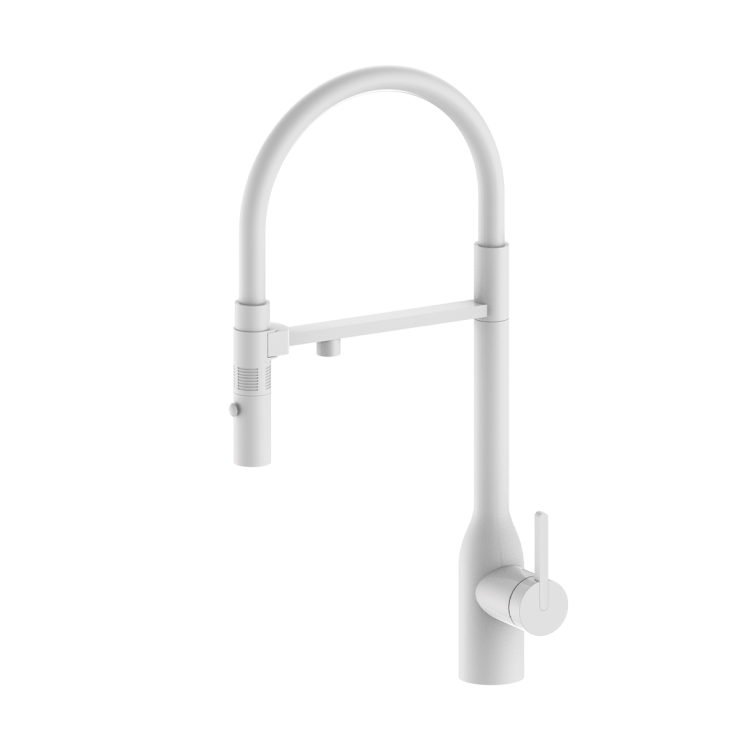 Смеситель для кухни Paulmark Magneto One Ma213188-WH с гибким изливом, белый