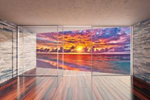 3D Фотообои Artegrafico «Вид с террасы на закат» T014 песок