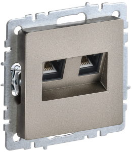 Розетка компьютерная RJ45 2-местная IEK Brite BR-K20-1-K37 шампань