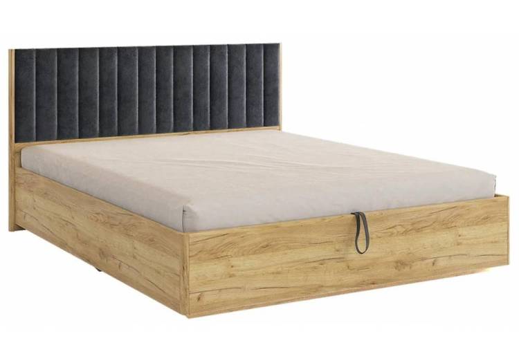 Кровать Woodville Адам 576849 дуб крафт золотой, грей алькантара велюр с ПМ 160x200