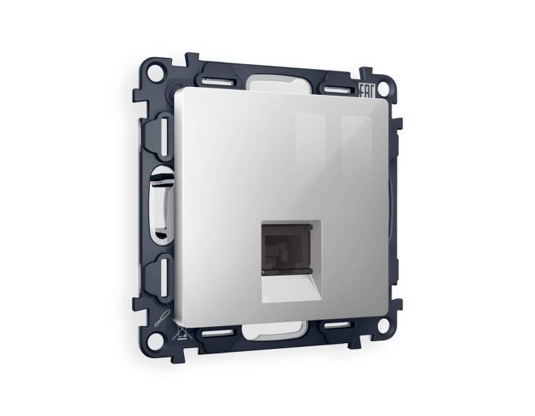 Комплект механизма компьютерной розетки Ambrella Volt MA MA412005 серебро глянец