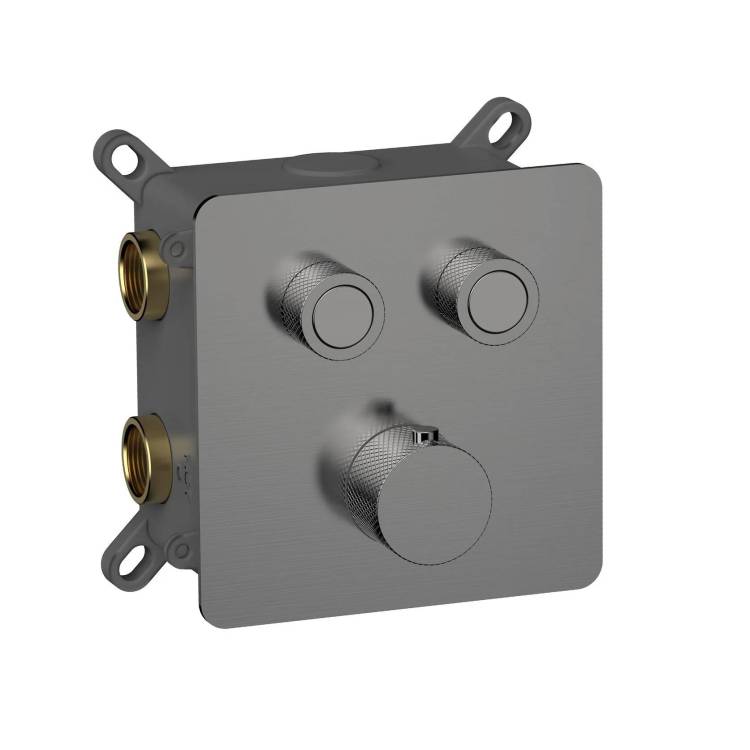 Термостатический смеситель AQUAme AQM8811GM с регулировкой напора, с внутренней частью, металл