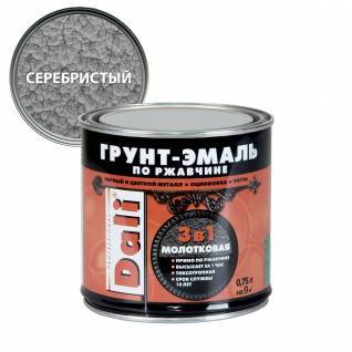 Грунт-эмаль по ржавчине 3 в 1 молотковая алкидная Dali серебристый 0.75 л