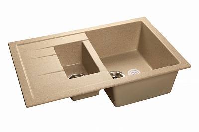 Мойка кухонная GranFest Quadro GF-Q--775KL 1.5-чаши с крылом 775x500мм песочный