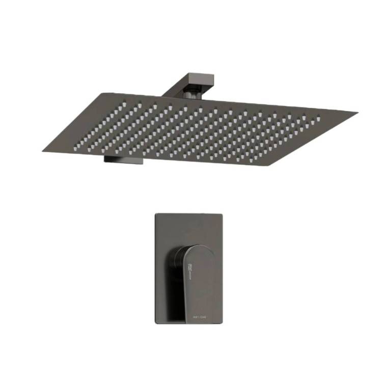 Душевой комплект Wasserkraft A84182 с верхней душевой насадкой, оружейная сталь, встраиваемый