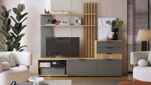 Набор для гостиной Mebelson Бери К3 ГК03Бери.2564 дуб крафт золотой/графит