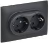 Розетка 2-местная с заземлением и шторками IEK Skandy SK-R24-16-K48-F титан