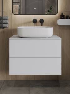 Тумба с раковиной Orange Отто Ot-75TuMDF+B07-540W белая глянцевая, 75 см