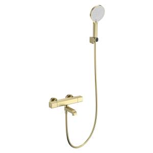 Смеситель для ванны Wonzon & Woghand WW-B2016-A1-BG термостатический, с душевым гарнитуром, темный графит