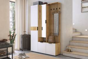 Стенка для прихожей Mebelson Бери К2 ПК02Бери.2563 дуб крафт золотой/белое дерево