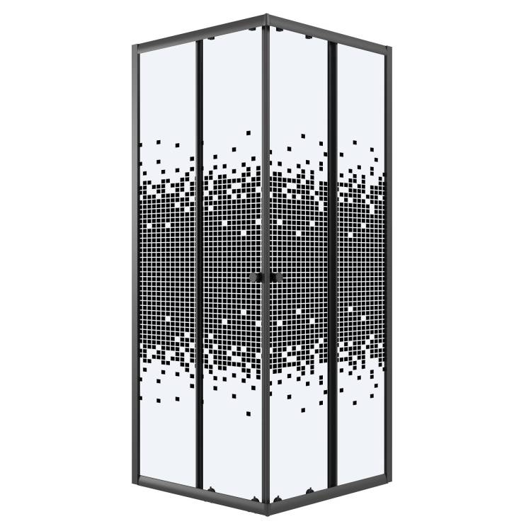 Душевой уголок Niagara Eco NG-1008-14QBLACK профиль черный матовый, стекло с узором, 80x80x190