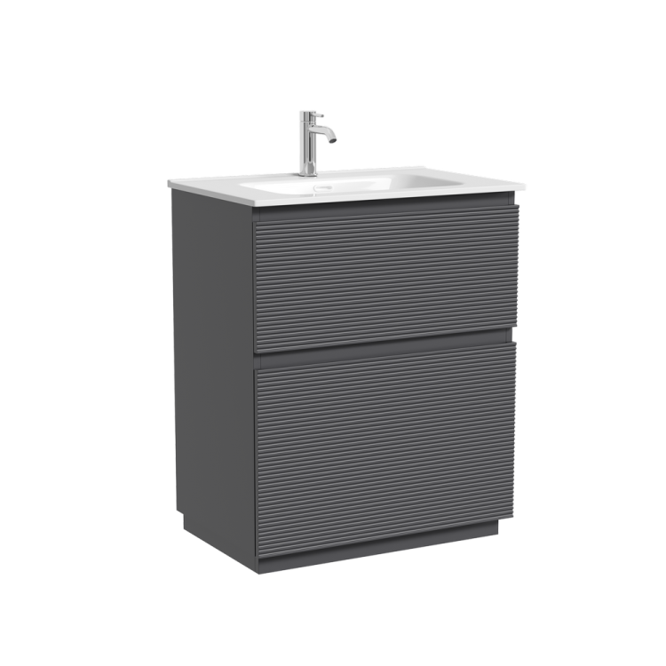 Тумба с раковиной Sancos Folk Floor напольная, 70x45x87, c двумя ящиками оснащенными доводчиками, Grey soft