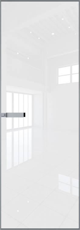 Межкомнатная дверь Profil Doors 1 AGN цвет профиля Серебро, стекло безопасное 4 мм lacobel белый лак 700x2000