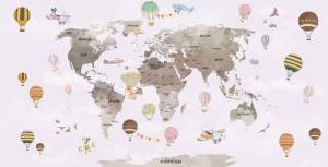 3D Фотообои Artegrafico «Нескучная карта для детской» KID-160 песок