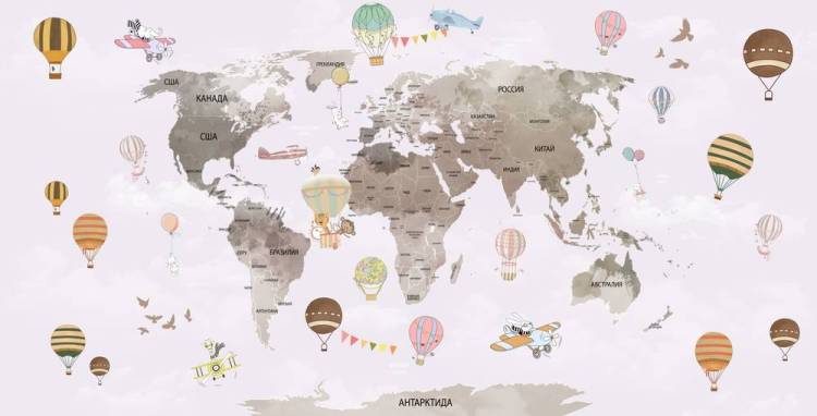 3D Фотообои Artegrafico «Нескучная карта для детской» KID-160 песок