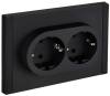 Розетка 2-местная с заземлением и шторками IEK Forte&Piano FP-R24-16-1-M-K02 черный