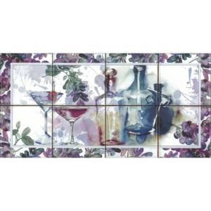 Панно Absolut Keramika Acuarela Composicion Vino 20x40