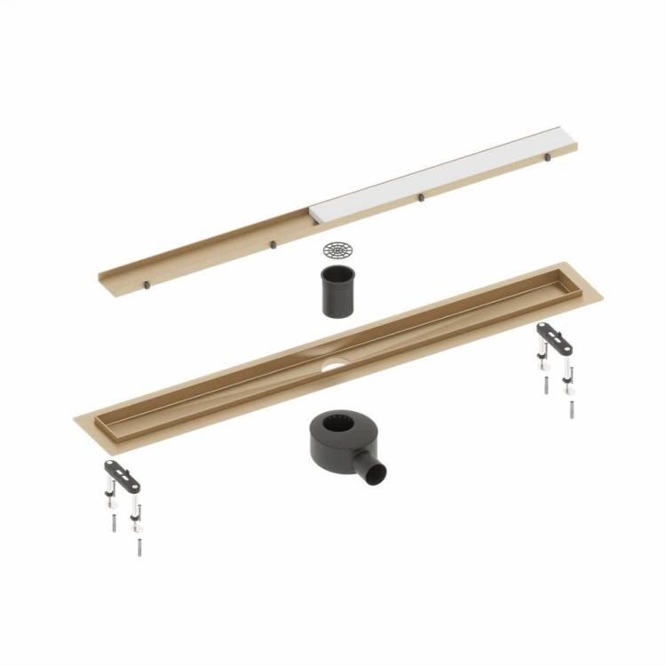 Душевой лоток Timo Drain System DS230209/17 двухсторонняя решетка, матовое золото