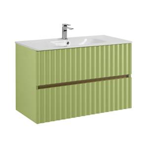 Тумба с раковиной Art&Max Elegant с подсветкой ручек, Мята, 58.5x90