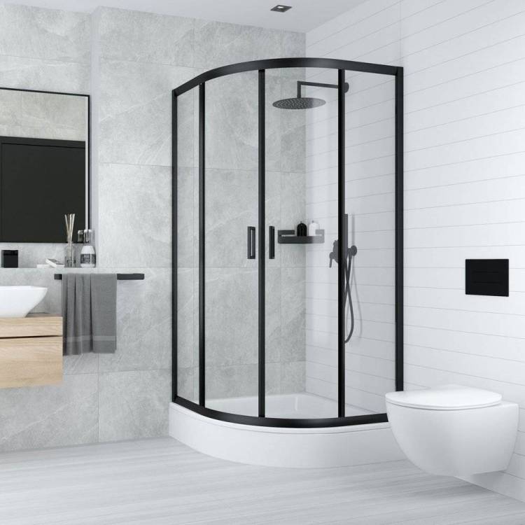 Душевой уголок Cerutti Spa Viva 90B 90x90, профиль черный