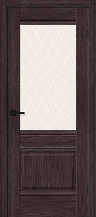 Межкомнатная дверь Остекленная Bravo Прима-3 153-1179 Полотоно Wenge Melinga, Стекло White Сrystal 2000х900