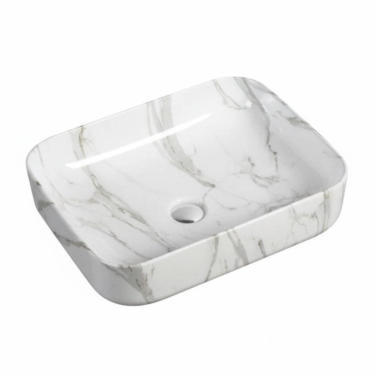 Раковина SantiLine SL-7020 50 см, светло-серый мрамор