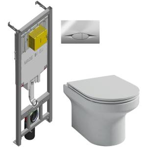 Комплект Унитаз подвесной Jacob Delafon Elite EDX114RU-00 + Инсталляция E21822-CP с кнопкой хром