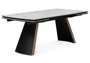 Стол Woodville Симмонс 621517 statuario titan gloss, черный, орех дуб монтана 180(260)x90x76