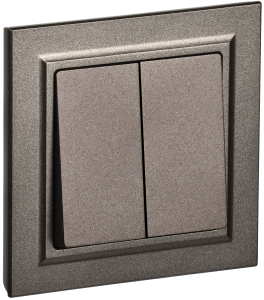 Выключатель 2-клавишный IEK Brite BR-V20-0-10-K45-F темная бронза