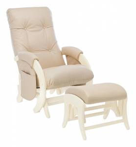 Кресло-качалка Комфорт Milli Smile 4627164251046 дуб шампань, polaris Beige, с пуфом и маятниковым механизмом