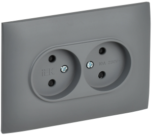 Розетка 2-местная с защитными шторками IEK Skandy SK-R23-10-K03-F серый
